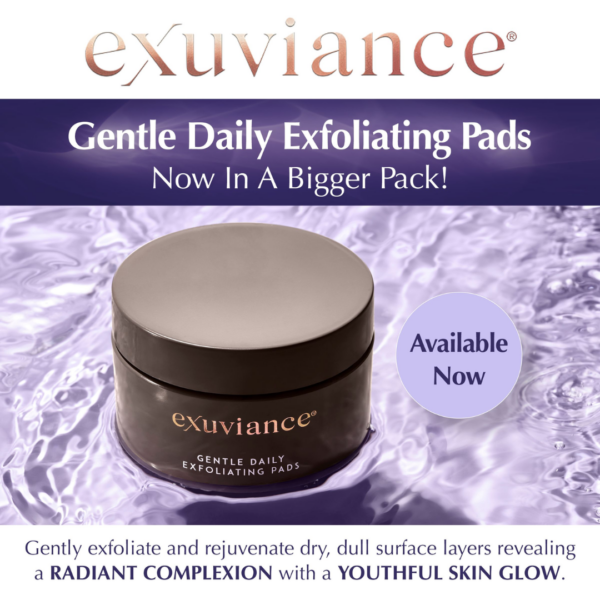 image explaining benefits of exuviance gentle daily exfoliating pads