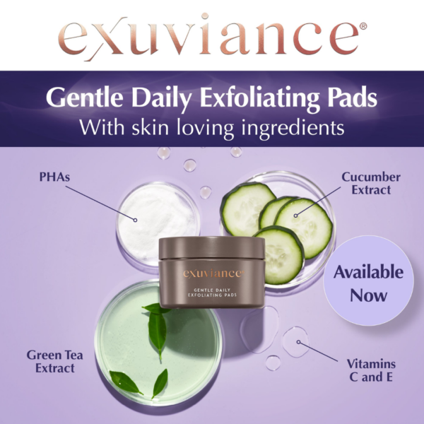 image explaining ingredients included in exuviance exfoliating pads