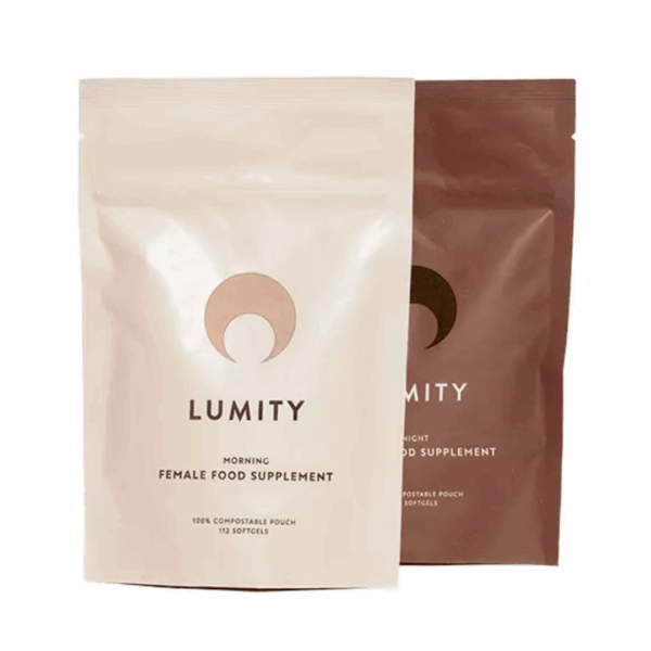 Lumity Supplements Morning and Night Female Refill with two refill pouches and capsule blister packs
