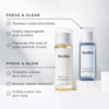 Key benefits of Medik8 Press & Clear Refill 150ml including clearer skin, reduced breakouts, refined pores, and gentle exfoliation for daily use