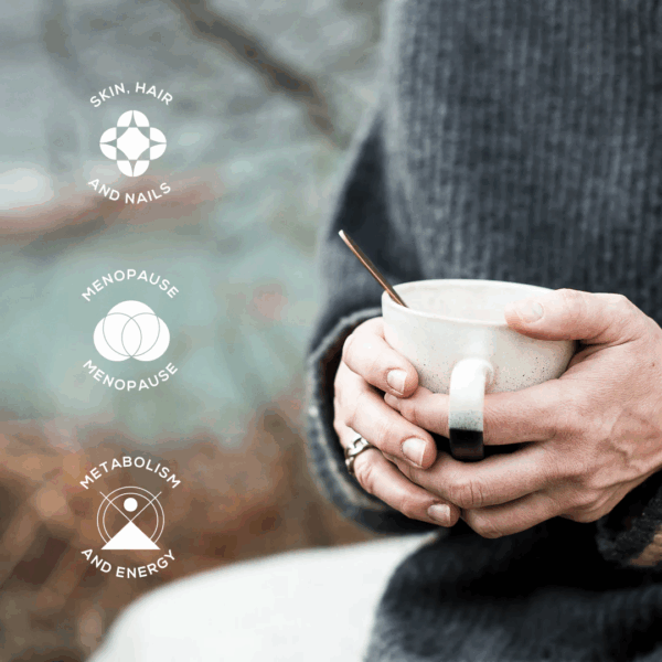 Ancient and Brave Wild Collagen Sachets x 30 displayed in a lifestyle setting, formulated to support skin elasticity