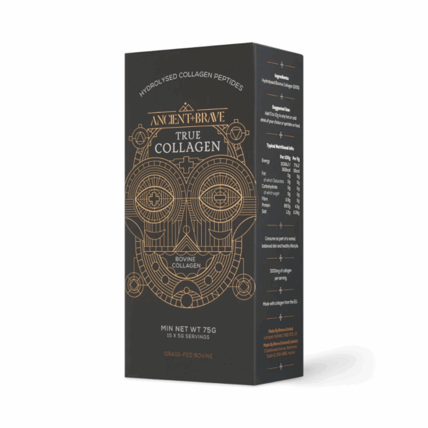 Ancient And Brave True Collagen Sachets x30 package featuring collagen-boosting formula for skin, hair, and joint health