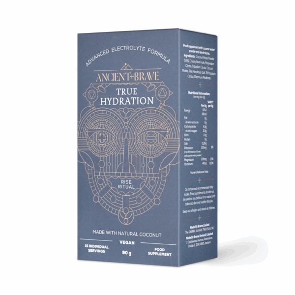 Ancient and Brave True Hydration Sachets x30 package featuring electrolyte blend for optimal hydration and recovery