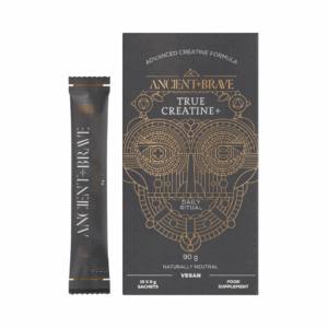 Ancient and Brave True Creatine Sachets 15 x 6g box containing individual powdered supplement sachets for muscle strength and recovery
