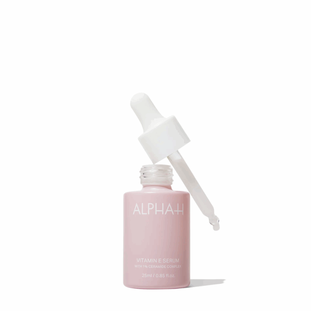 Alpha H Vitamin E Serum with 1% Ceramide Complex 25ml clear glass bottle with dropper, formulated to hydrate, repair, and protect the skin barrier.