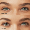 Before and after results with M2 Beauté Eyelash Serum showing visibly fuller, denser, and stronger lashes.