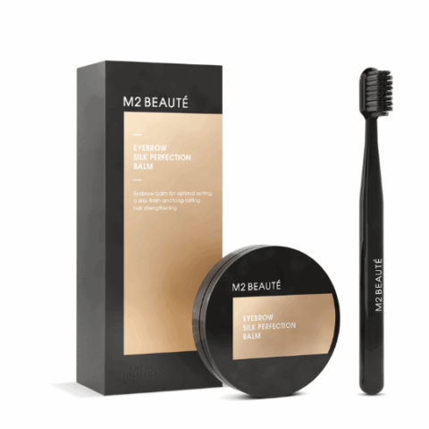 M2 Beaute Eyebrow Silk Perfection Balm 5ml tube designed to nourish, smooth, and shape eyebrows for a polished look.