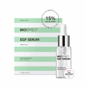 BIOEFFECT EGF Serum 30ml bottle with dropper, formulated to boost hydration, reduce fine lines, and improve skin firmness.