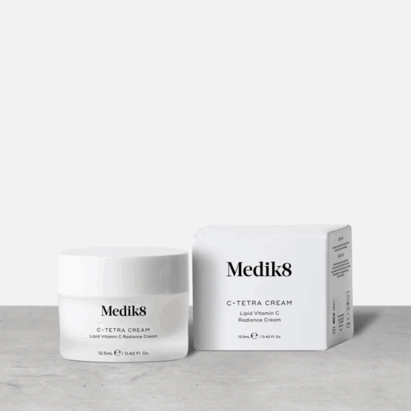 Medik8 C-Tetra Cream 12.5ml in product packaging, a brightening daily antioxidant cream with vitamin C and nourishing ingredients.