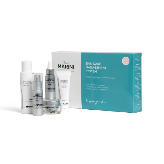 Jan Marini Starter Skin Care Management System for Dry and Very Dry Skin – complete five-step skincare set.