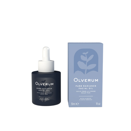 Olverum Pure Radiance Facial Oil 30ml bottle displayed upright with clean minimal background.
