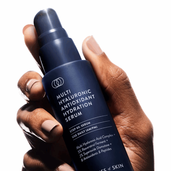 Allies of Skin Multi Hyaluronic Antioxidant Hydration Serum 30ml held in hand
