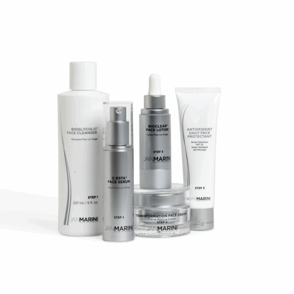 Jan Marini 5 Step Skin Care System for Normal Skin 237ml, designed to cleanse, renew, hydrate, and protect with SPF 33