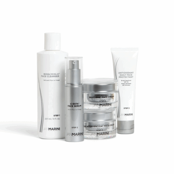 Complete Jan Marini 5 Step Skin Care System for Dry Skin, 237ml total, with SPF 33 protection