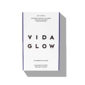 Image of the Vida Glow Natural Marine Collagen Blueberry Vida Glow box packaging