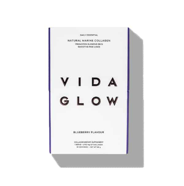 Image of the Natural Marine Collagen Blueberry Vida Glow box packaging