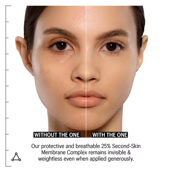 Visible before and after results using Allies Of Skin The One SPF 50 Invisible Sunscreen Gel