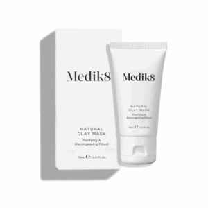 Medik8 Natural Clay Mask 75ml detoxifying face mask in grey tube packaging for oily and blemish-prone skin
