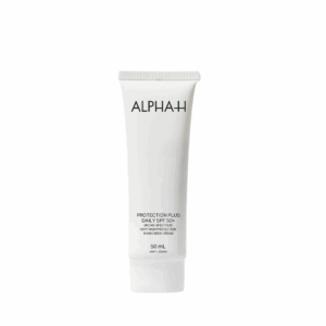 Alpha-H Protection Plus Daily SPF50+ tube designed to provide broad-spectrum sun protection and hydrate the skin.