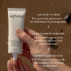 Key ingredients of Alpha-H Protection Plus Daily SPF50+ displayed on packaging, highlighting sun protection and antioxidant benefits.