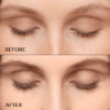 Before and after results of M2 Beauté Lashes Eyelash Activating Serum 4ml showing visibly longer, fuller and stronger eyelashes after consistent use.