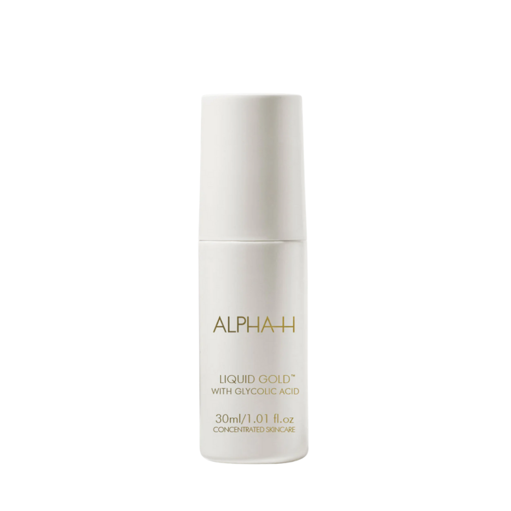 Alpha-H Liquid Gold 30ml exfoliating treatment with glycolic acid to brighten, firm, and even skin tone.
