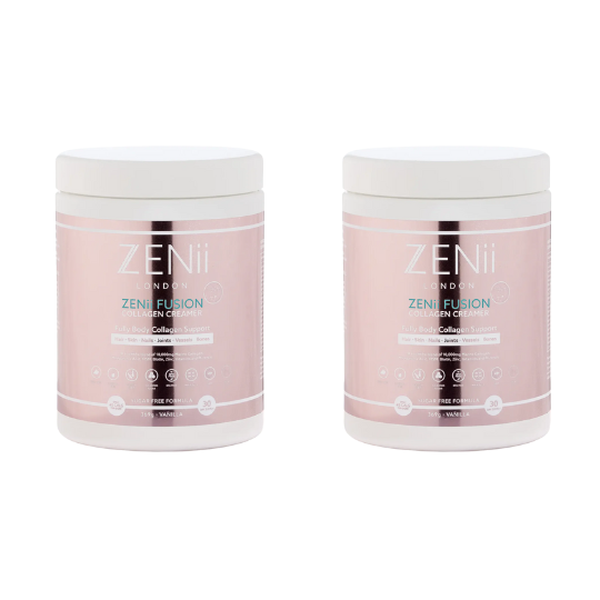 ZENii Fusion Collagen Creamer 2 Pack jars, formulated to support skin elasticity, hair and nail health, and overall collagen boost.