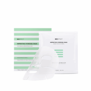 Bioeffect Imprinting Hydrogel Mask pack of 6, showing hydrogel sheets in individual sachets designed for intense hydration and skin revitalisation.