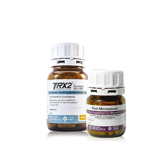 TRX2 Post Menopause Hair Pack supplement set for thinning hair support after menopause.