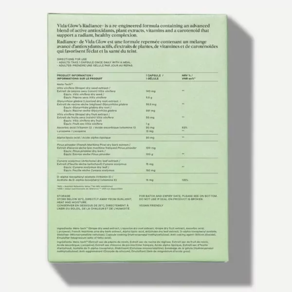 vida glow radiance+ nutrition facts
